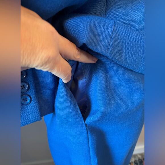 Executive Suite Women's 12 Cobalt Blue Vintage Skirt Blazer Two Piece Lined Set - Picture 5 of 10